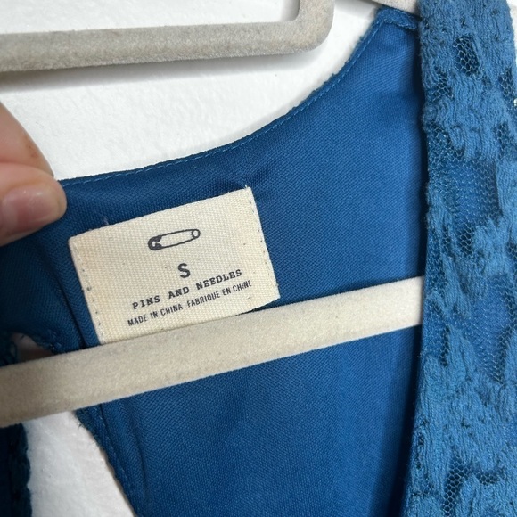 Antropologie Pins and Needles Lace Peplum Dress Blue Size Small - Picture 4 of 7